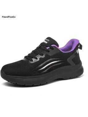 Slip-Resistant Work Sneakers Breathable Knit Cushioned Lace-Up